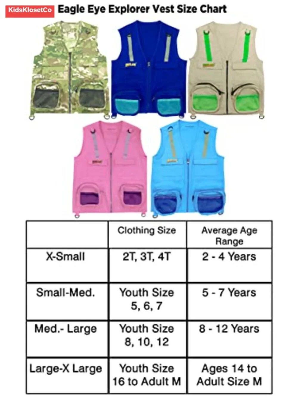 Kids Tactical Cargo Vest with Reflective Safety Straps, 100% Cotton